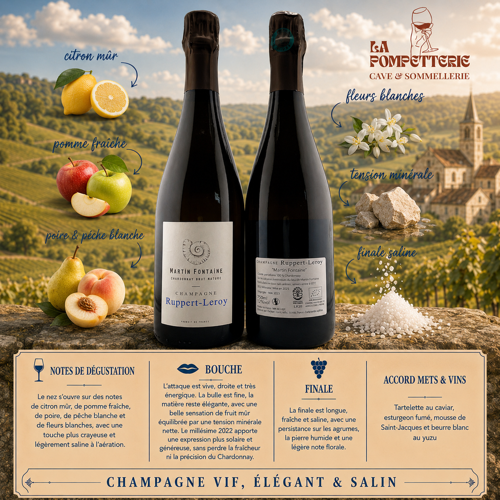 Champagne "Martin Fontaine, Blanc de Blancs, Mise Tardive" Ruppert-Leroy 2022